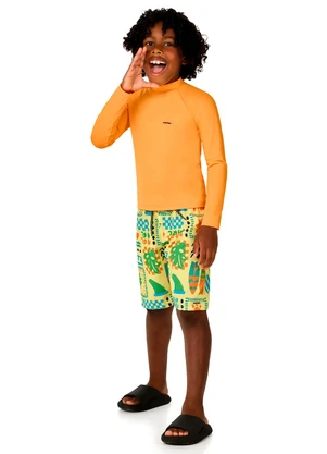 Marlan - Bermuda Estampada em Microfibra Amarelo - MARLAN