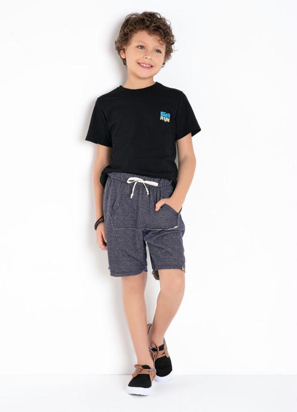 Outlet - Bermuda Infantil Azul com Bolso Canguru 6