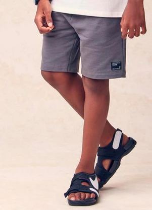 Youccie - Bermuda Infantil Básica de Moletom Cinza - YOUCCIE