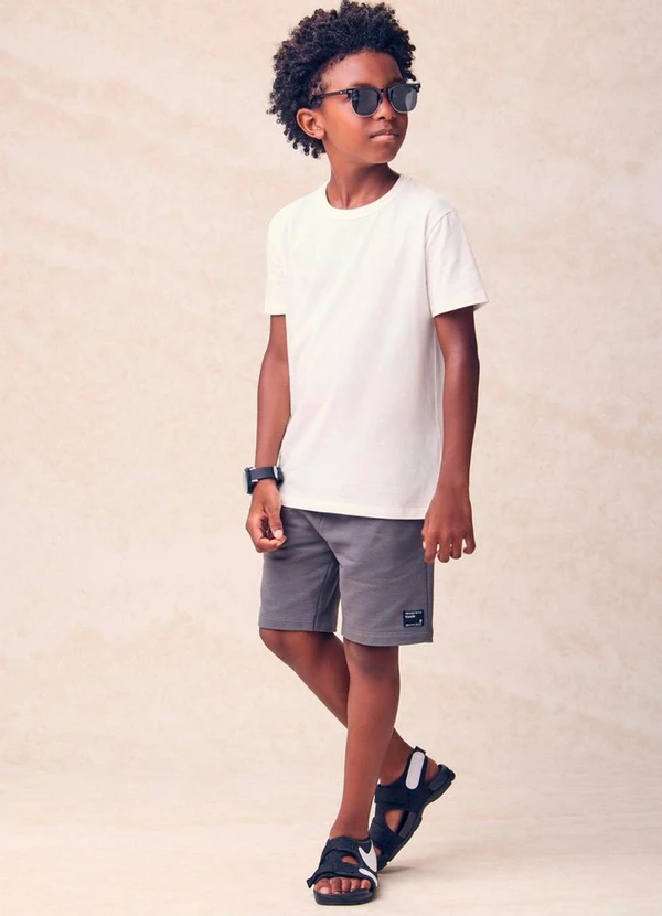 Youccie - Bermuda Infantil Básica de Moletom Cinza 3