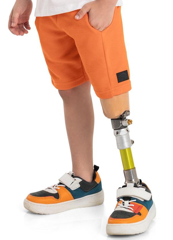 Quimby - Bermuda Infantil Básica em Moletom Laranja