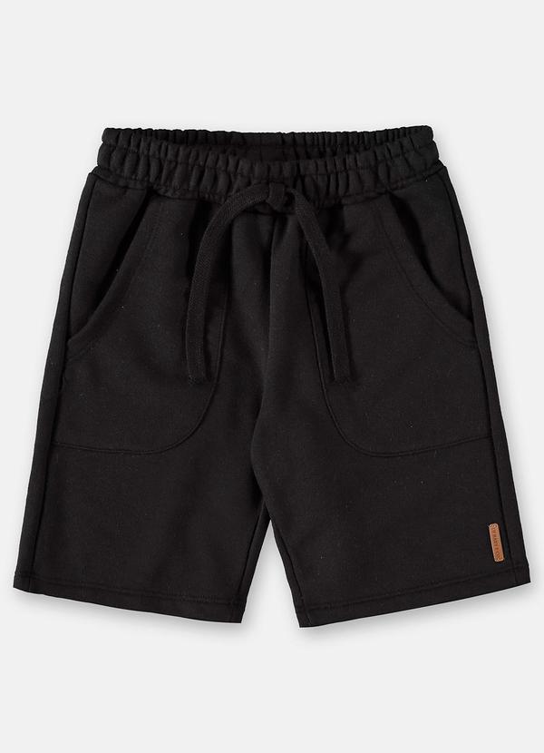 Up Baby - Bermuda Infantil Básica em Moletom Preto