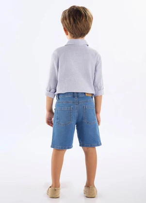 Up Baby - Bermuda Infantil em Jeans e Elastano Azul - UP BABY