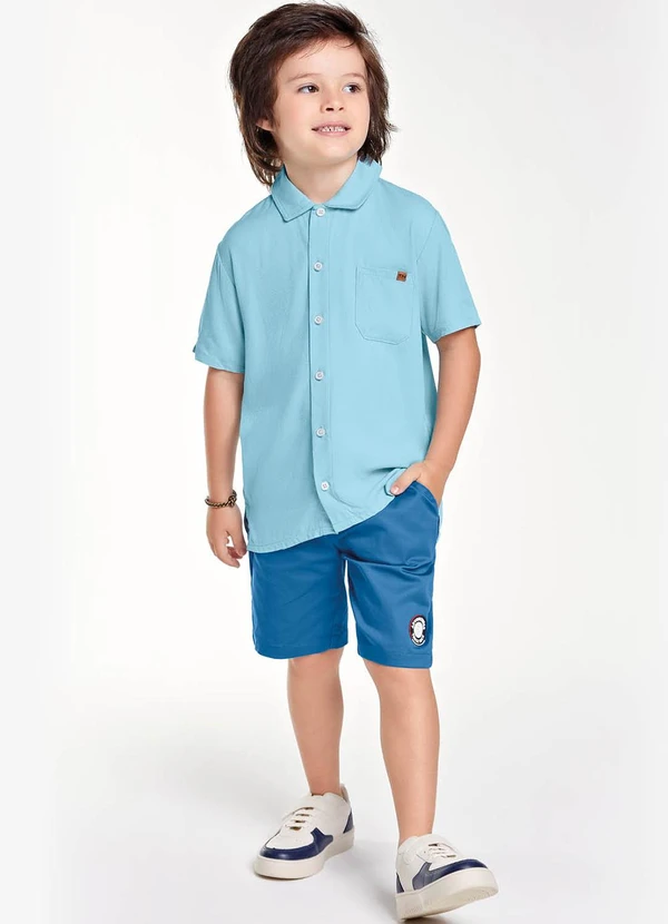 Trick Nick - Bermuda Infantil em Sarja Azul 3