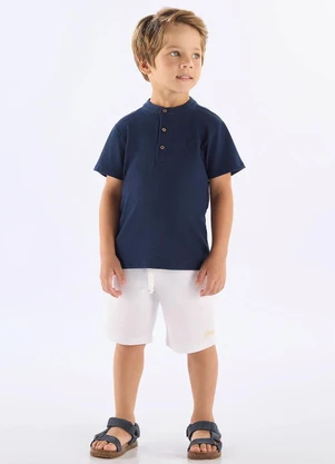 Up Baby - Bermuda Infantil em Sarja Branco - UP BABY