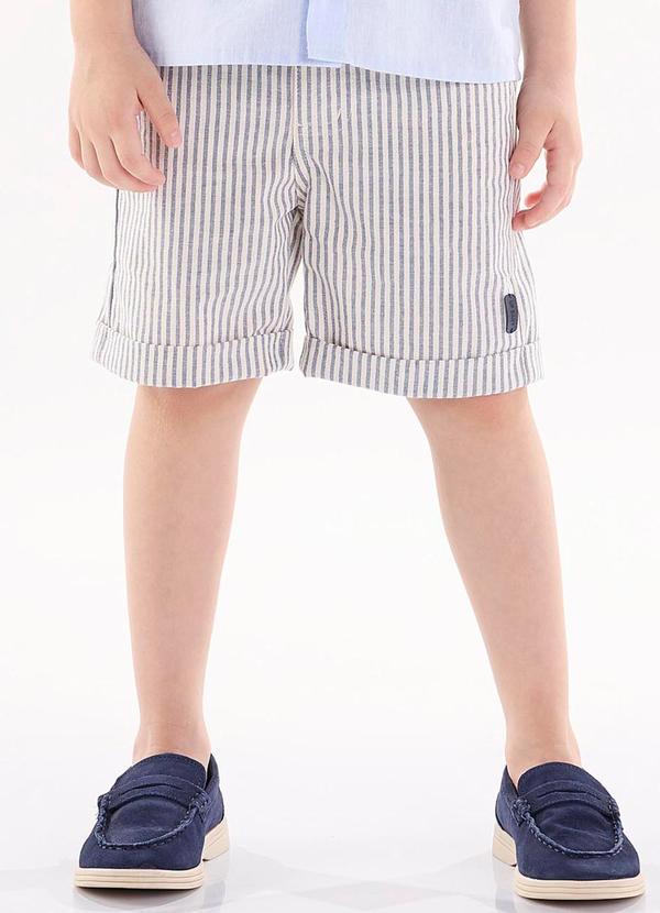 Up Baby - Bermuda Infantil em Tecido Listrado Azul