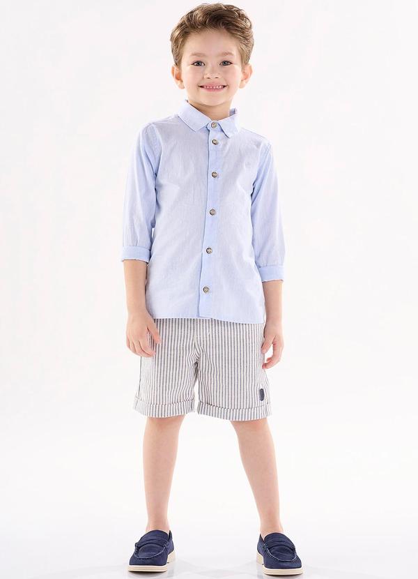 Up Baby - Bermuda Infantil em Tecido Listrado Azul 2