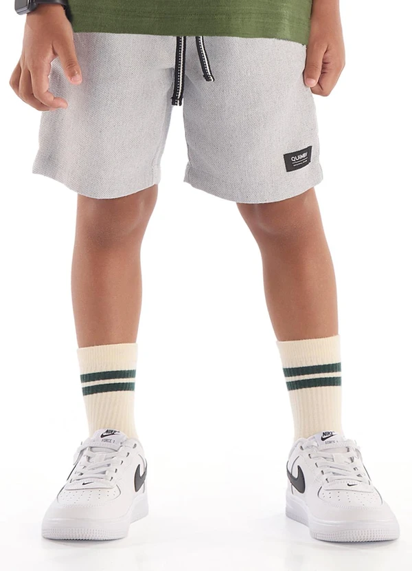 Quimby - Bermuda Infantil em Tecido Sarjado Quimby Cinza 1