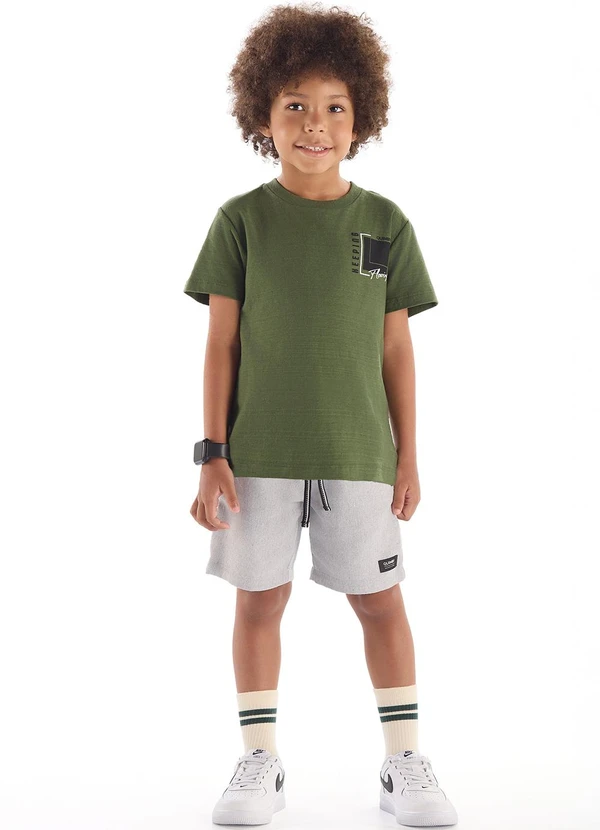 Quimby - Bermuda Infantil em Tecido Sarjado Quimby Cinza 3