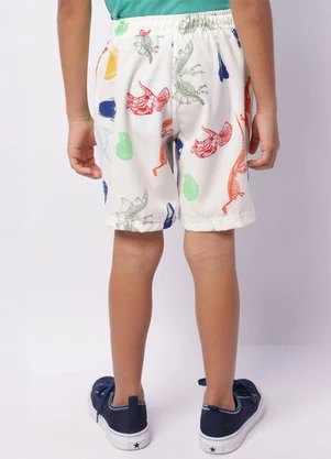 Torra - Bermuda Infantil Estampada Dinossauro Branca - TORRA