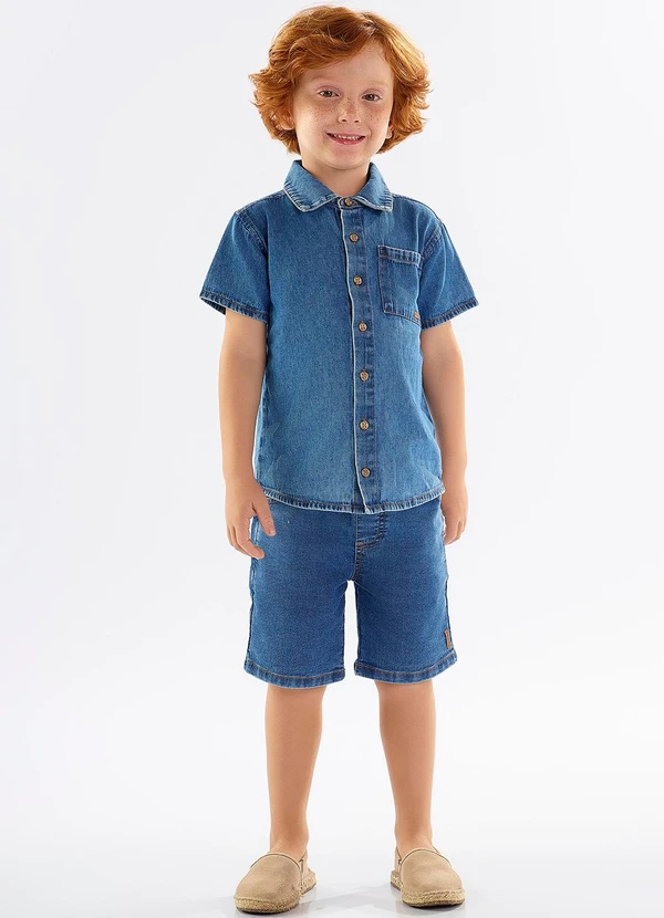 Up Baby - Bermuda Infantil Jeans com Elastano Azul 3