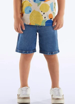 Up Baby - Bermuda Infantil Jeans e Elastano Azul - UP BABY
