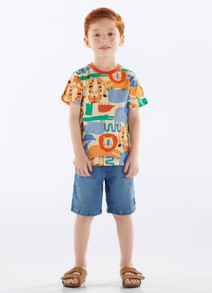Up Baby - Bermuda Infantil Jeans e Moletom Azul - UP BABY