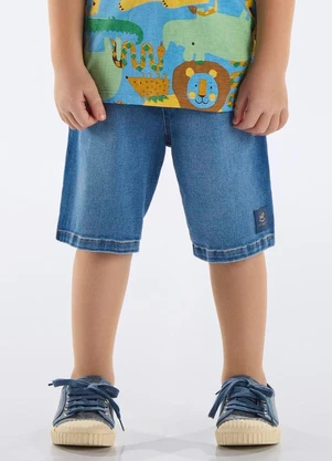 Up Baby - Bermuda Infantil Jeans e Moletom Azul - UP BABY