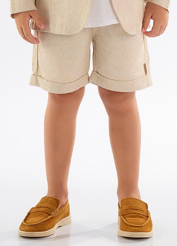 Up Baby - Bermuda Infantil Linho com Elastano Bege