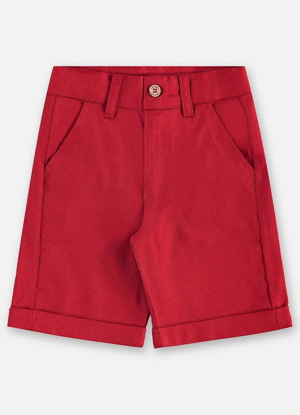 Up Baby - Bermuda Infantil Linho Vermelho