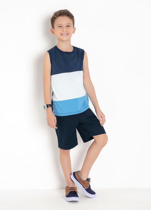 Outlet - Bermuda Infantil Marinho com Detalhe Amarrado 7