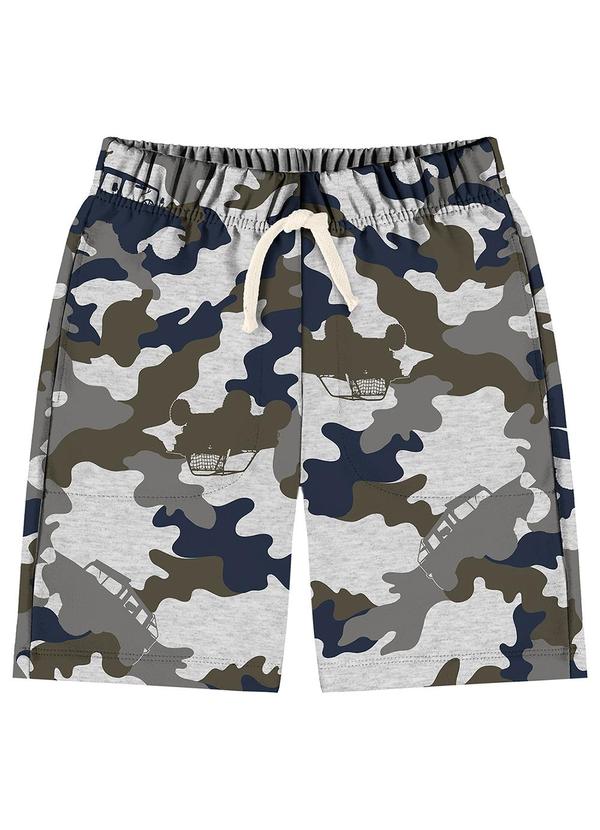 Rovi Kids - Bermuda Infantil Menino Camuflada Cinza