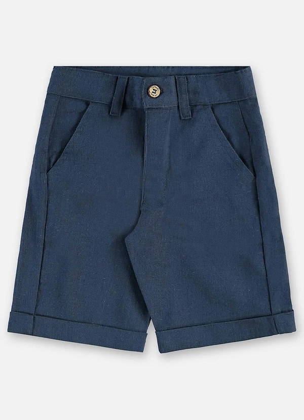 Up Baby - Bermuda Infantil Masculina Linho Azul