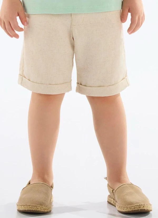 Up Baby - Bermuda Infantil Masculina Linho Bege