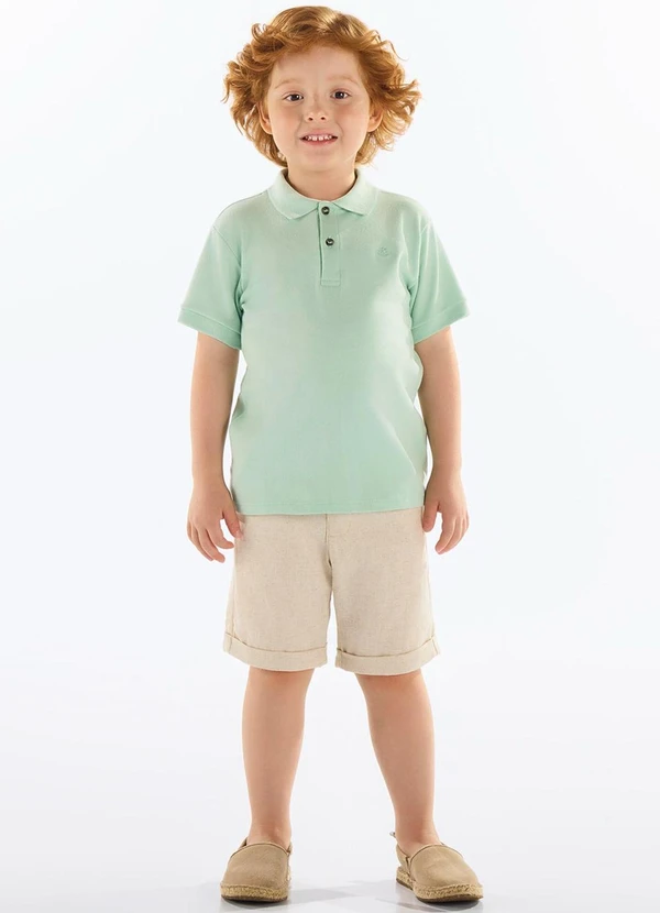 Up Baby - Bermuda Infantil Masculina Linho Bege 2