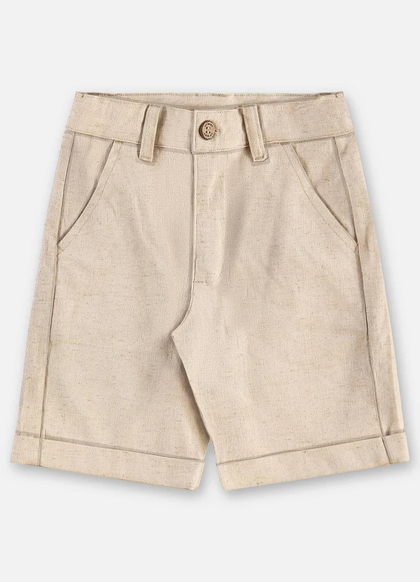Up Baby - Bermuda Infantil Masculina Linho Bege 3