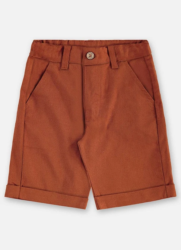 Up Baby - Bermuda Infantil Masculina Linho Marrom