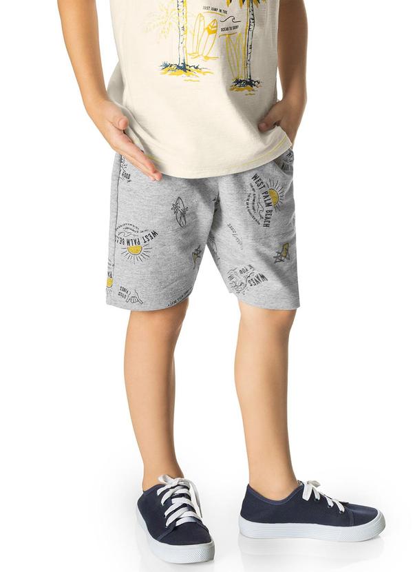 Rovi Kids - Bermuda Infantil Masculina Moletinho Cinza