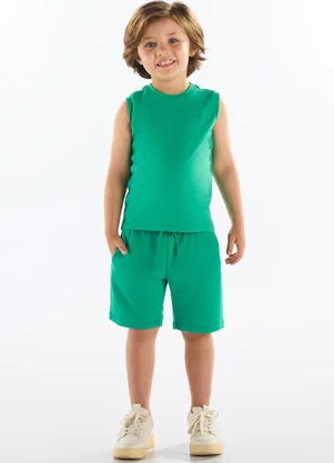 Up Baby - Bermuda Infantil Masculina Moletom Verde - UP BABY