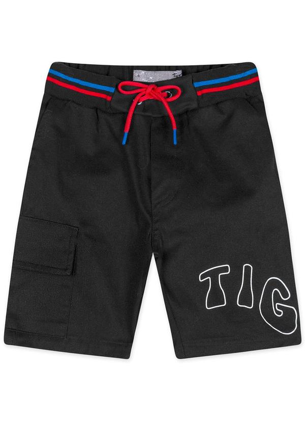 Tigor T Tigre - Bermuda Infantil Menino Preto