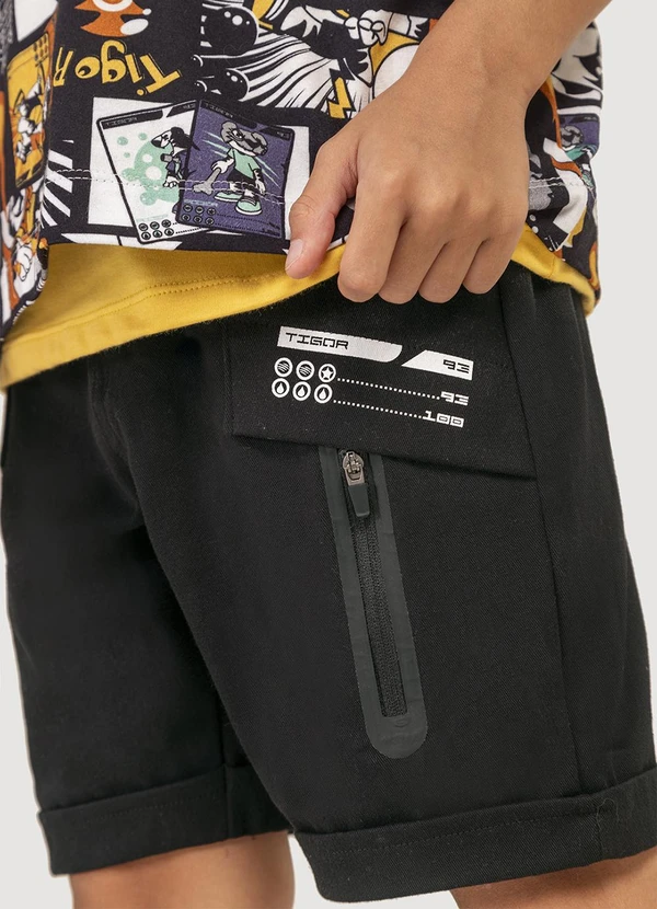 Tigor T Tigre - Bermuda Infantil Masculina Preto 2