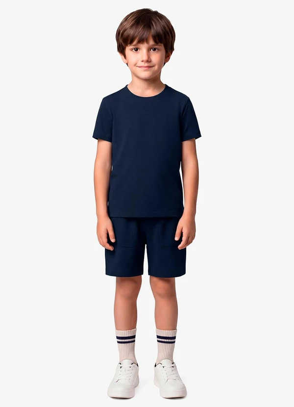 Rovi Kids - Bermuda Infantil Masculino em Moletinho Azul