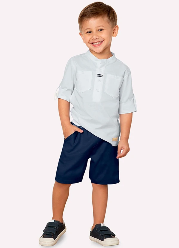 Milon - Bermuda Infantil Menino Básico Milon Azul