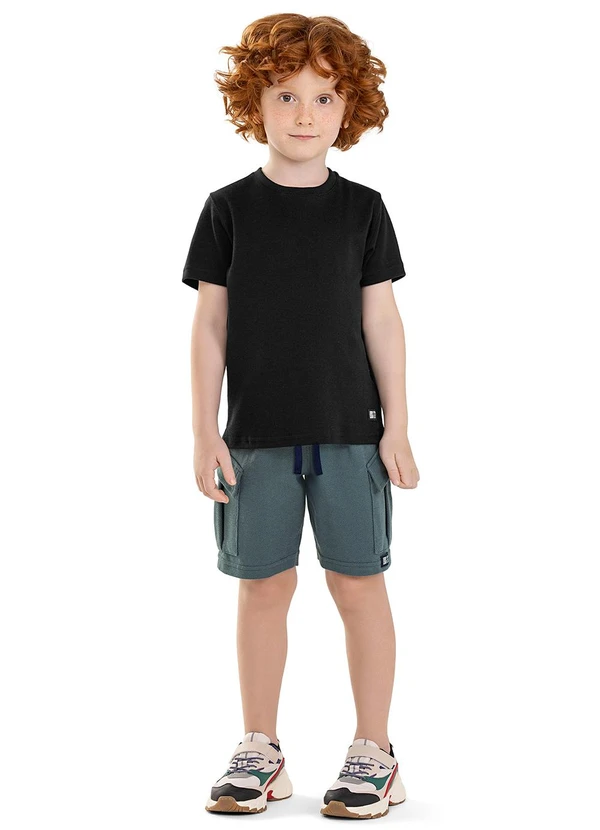 Colorittá - Bermuda Infantil Menino Cargo Textura Azul 2