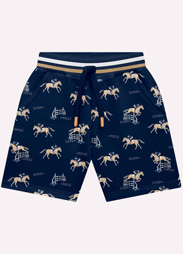 Milon - Bermuda Infantil Menino Cavalinhos Milon Azul
