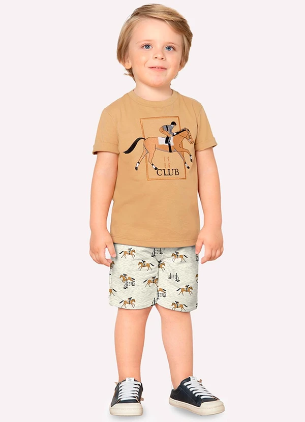 Milon - Bermuda Infantil Menino Cavalinhos Milon Cinza 1