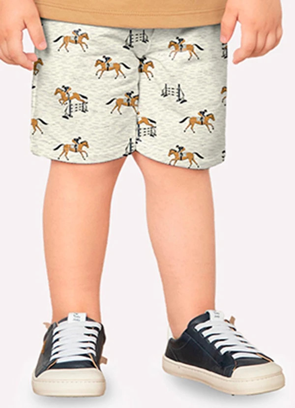 Milon - Bermuda Infantil Menino Cavalinhos Milon Cinza 2