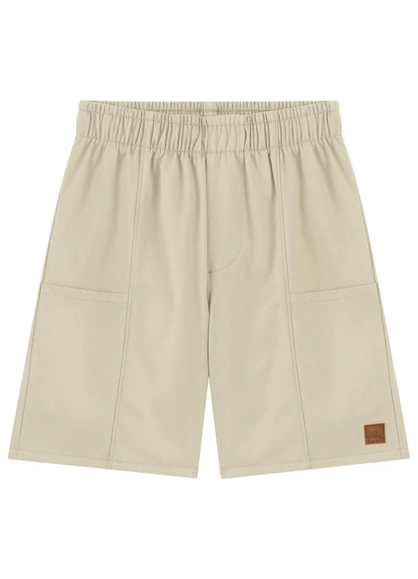 Ioluig - Bermuda Infantil Menino com Bolso em Sarja Bege