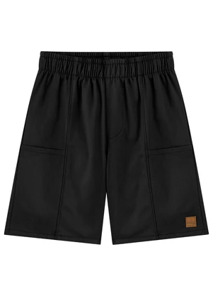 Ioluig - Bermuda Infantil Menino com Bolso em Sarja Preto - IOLUIG