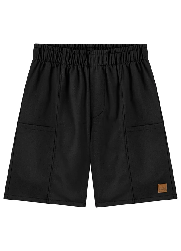 Ioluig - Bermuda Infantil Menino com Bolso em Sarja Preto