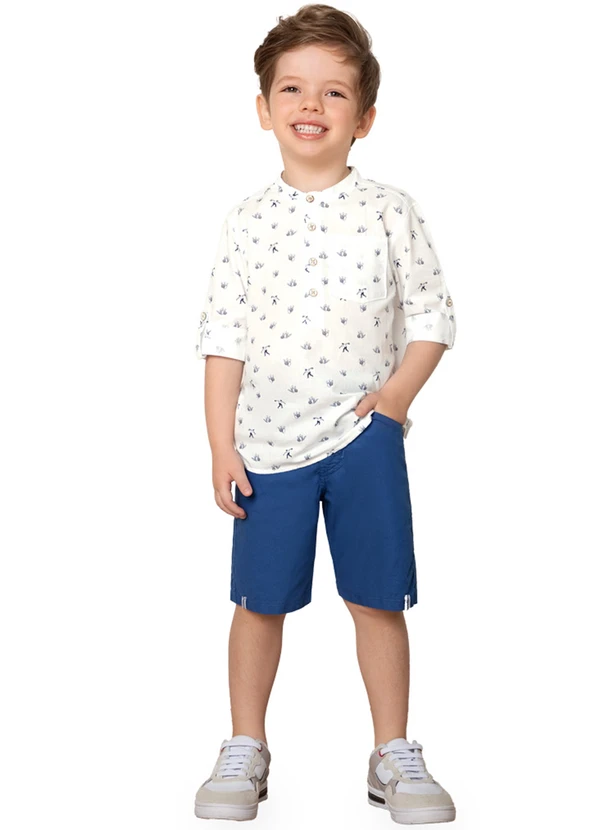 Milon - Bermuda Infantil Menino em Algodão Milon Azul 1