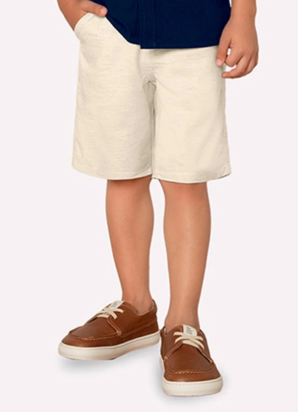 Milon - Bermuda Infantil Menino em Bari Linho Milon Bege 2