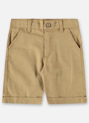 Up Baby - Bermuda Infantil Menino em Linho Marrom - UP BABY