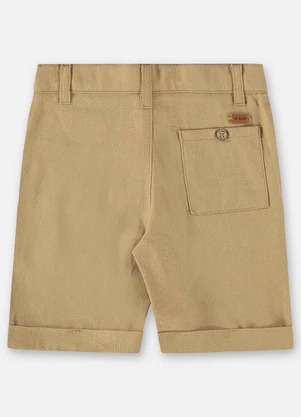 Up Baby - Bermuda Infantil Menino em Linho Marrom - UP BABY