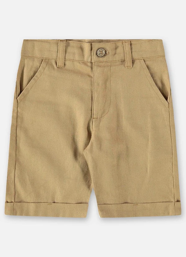 Up Baby - Bermuda Infantil Menino em Linho Marrom