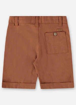 Up Baby - Bermuda Infantil Menino em Linho Marrom - UP BABY