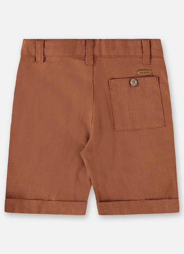 Up Baby - Bermuda Infantil Menino em Linho Marrom 2