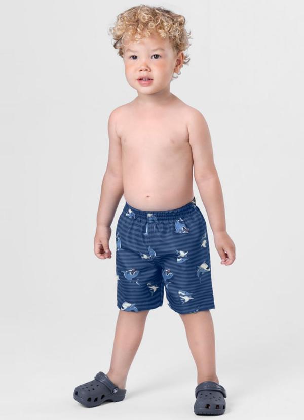 Brandili - Bermuda Infantil Menino em Microfibra Azul