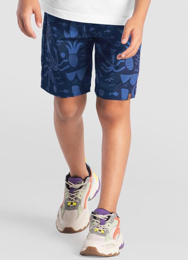 Brandili - Bermuda Infantil Menino em Microfibra Azul