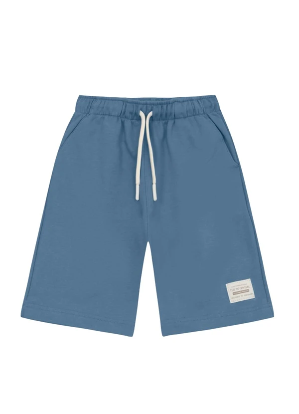 Brandili - Bermuda Infantil Menino em Moletinho Azul